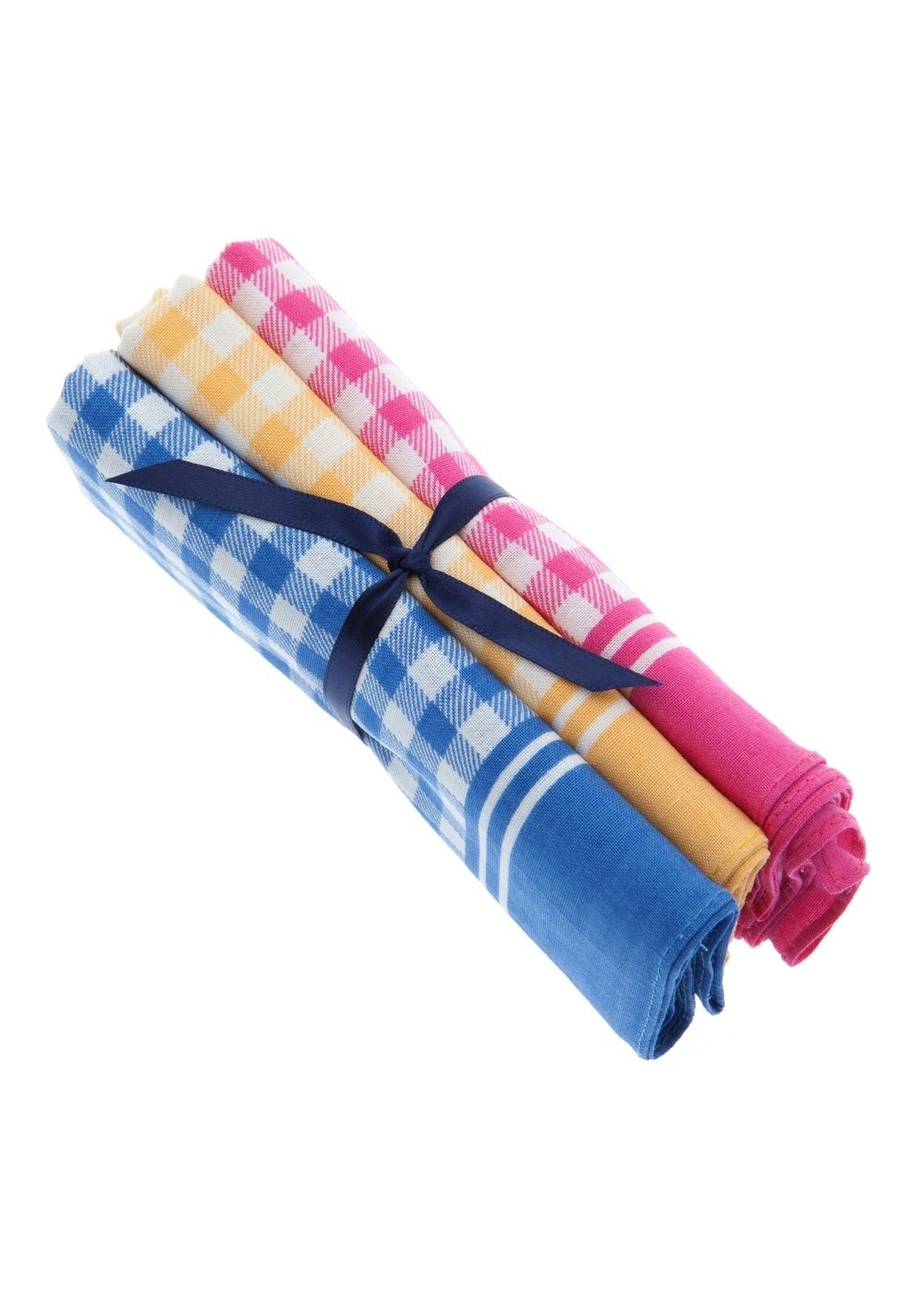 Checked Handkerchief (3 Pack Tied) - Dark Pink, Yellow and Blue - 0