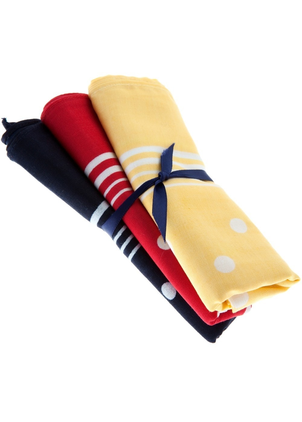 Large Spotted Handkerchief (3 Pack Tied) - Navy, Red and Yellow Spots - 0