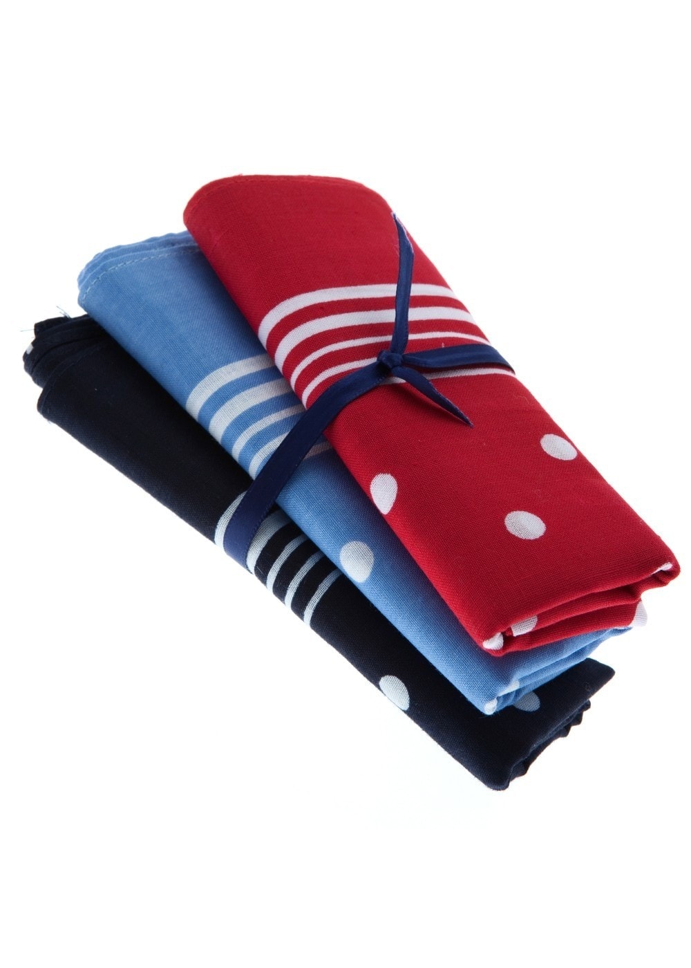 Large Spotted Handkerchief (3 Pack Tied) - Red, Light Blue and Navy - 0