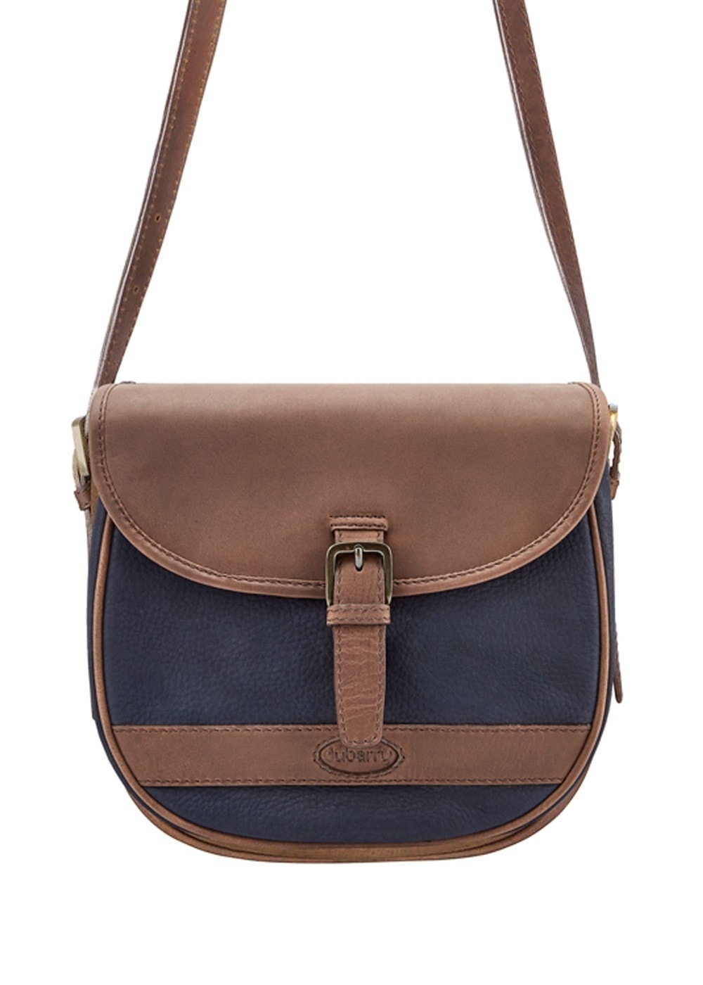 Clara Large Saddle Bag - Navy and Brown - 0