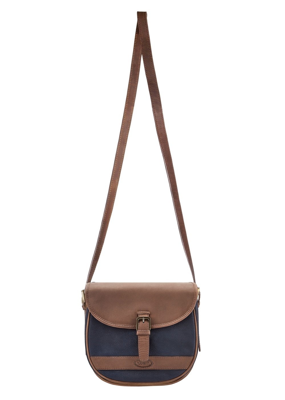 Clara Large Saddle Bag - Navy and Brown - 1