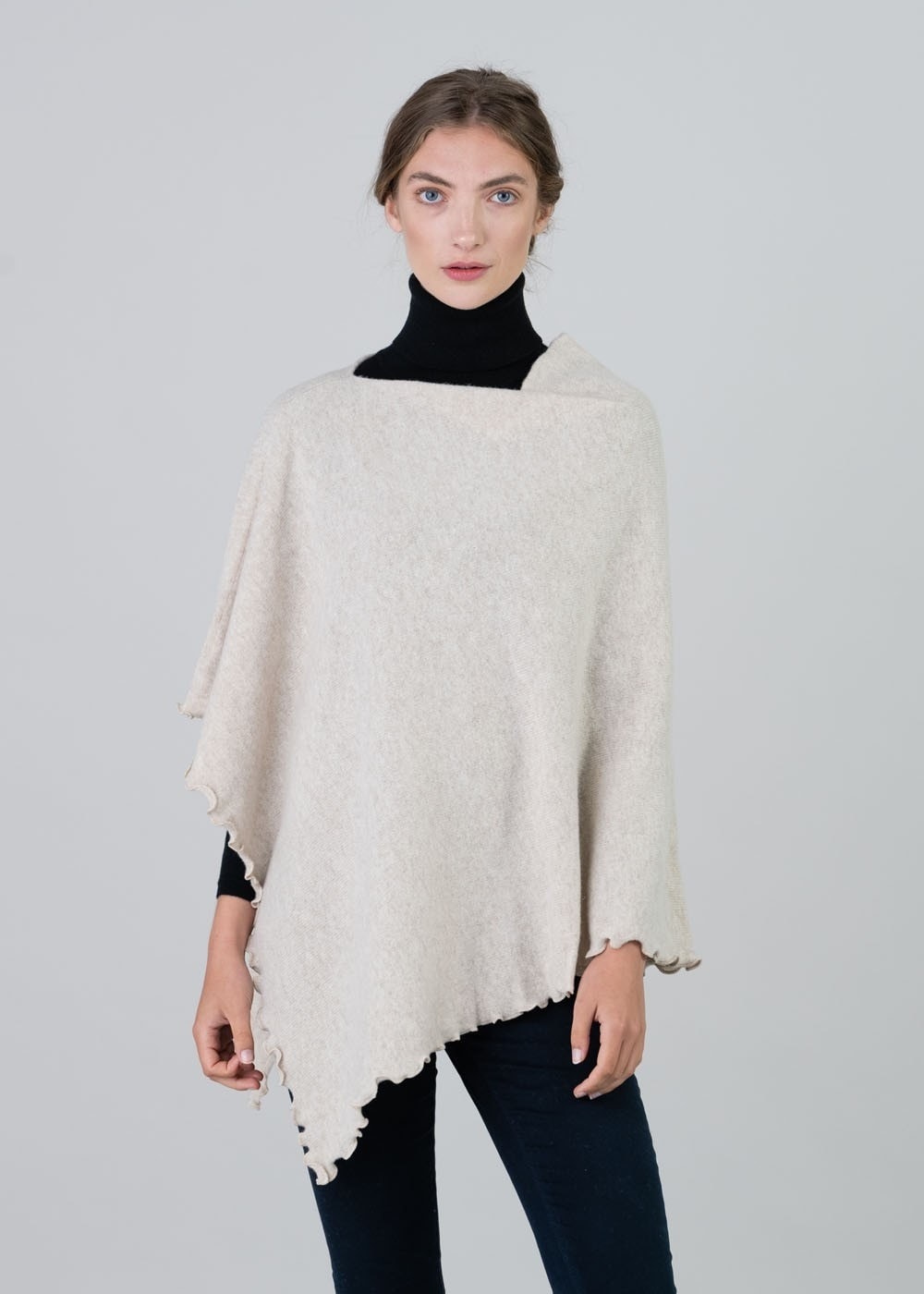 Lindsey Lambswool Poncho - Linen - 0