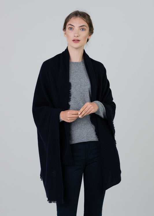 Poppy Cashmere Wrap - Navy - 1