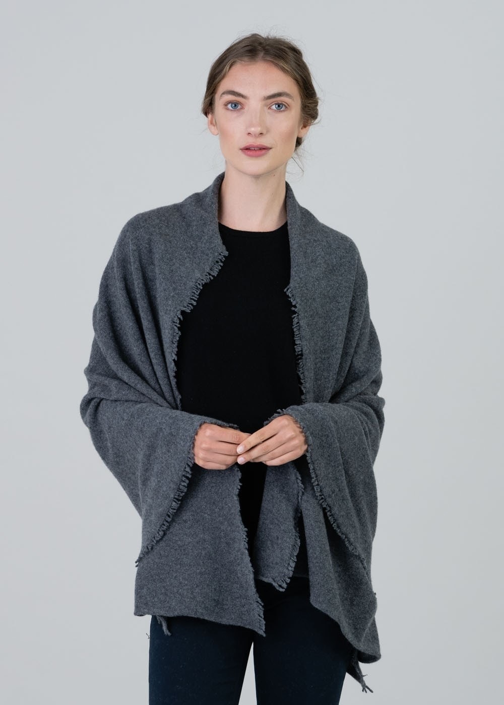 Poppy Cashmere Wrap - Derby Grey - 1