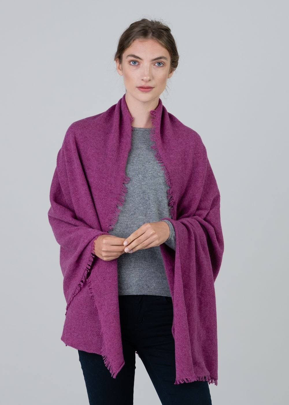 Poppy Cashmere Wrap - Loganberry - 1