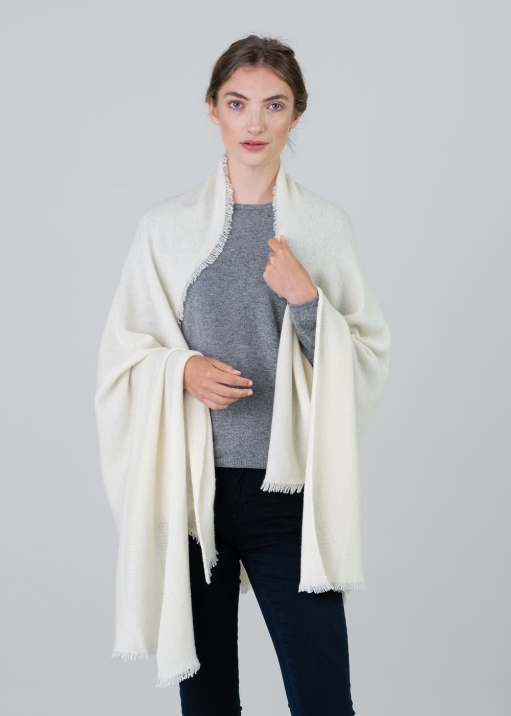 Poppy Cashmere Wrap - White Undyed - 1