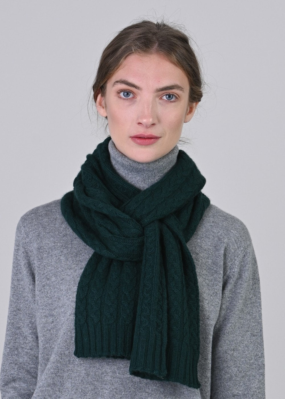 Cashmere Cable Scarf - Bottle - 0