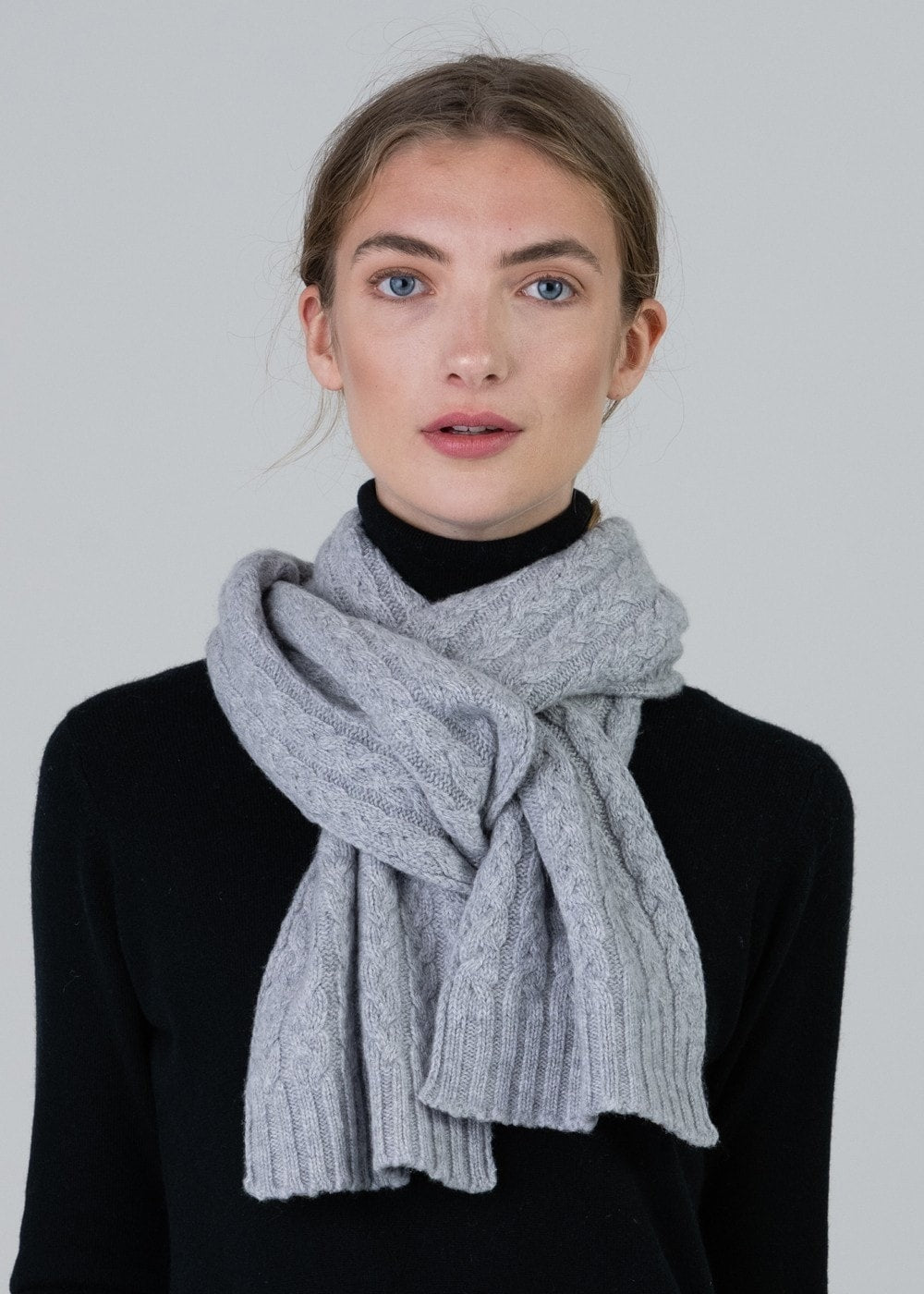 Cashmere Cable Scarf - Flannel - 0