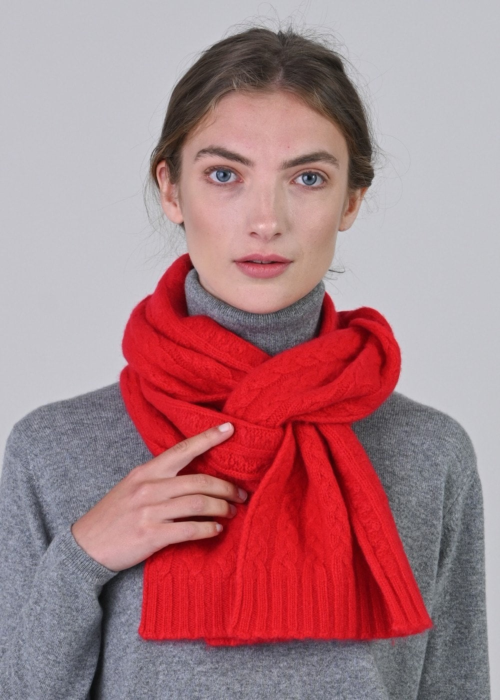 Cashmere Cable Scarf - Cardinal - 0