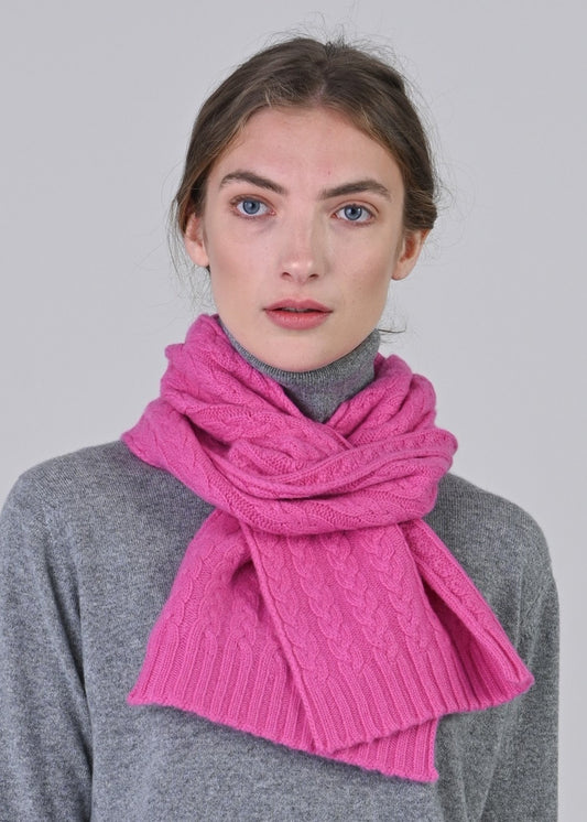 Cashmere Cable Scarf - Infra Pink - 0