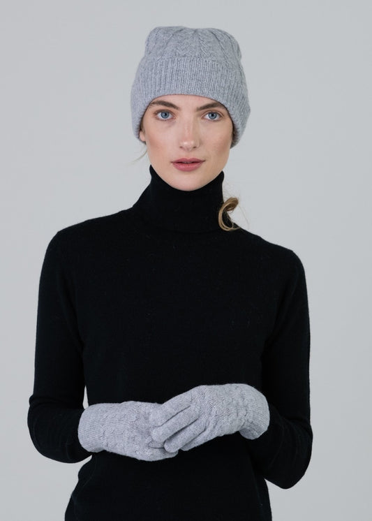 Cashmere Cable Gloves - Flannel - 1