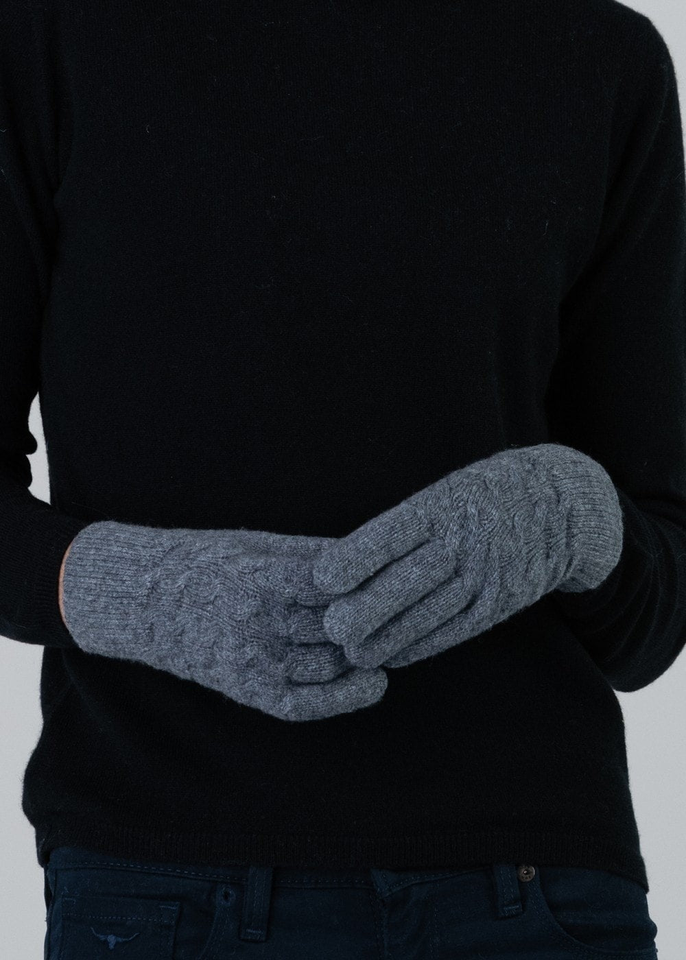 Cashmere Cable Gloves - Derby Grey - 2