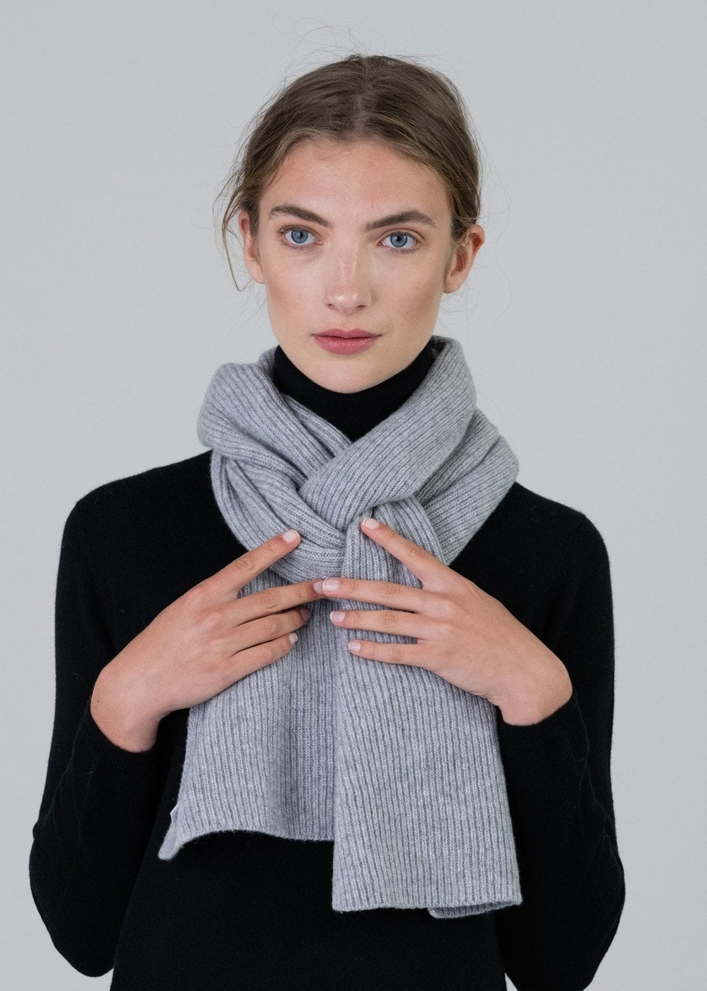 Cashmere Ribbed Scarf - Flannel - 0