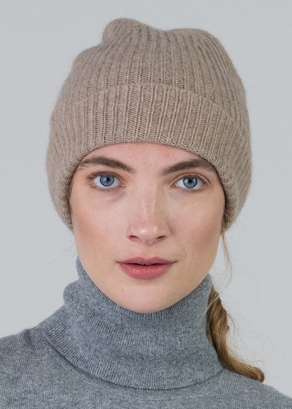 Cashmere Ribbed Hat - Dark Natural - 1