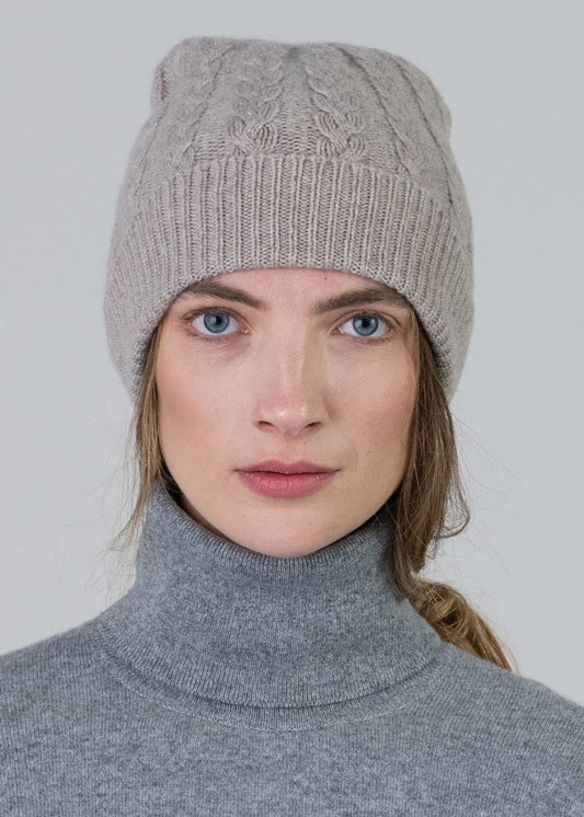 Cashmere Cable Hat - Moondust - 1