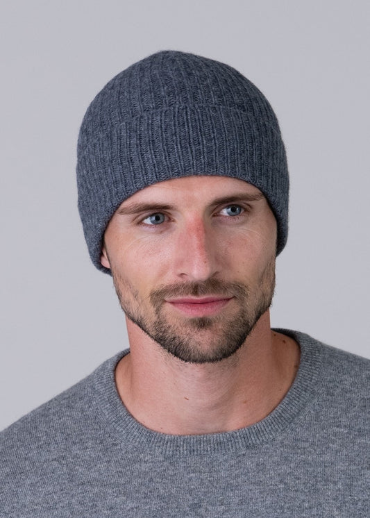 Cashmere Ribbed Hat - Derby Grey - 1