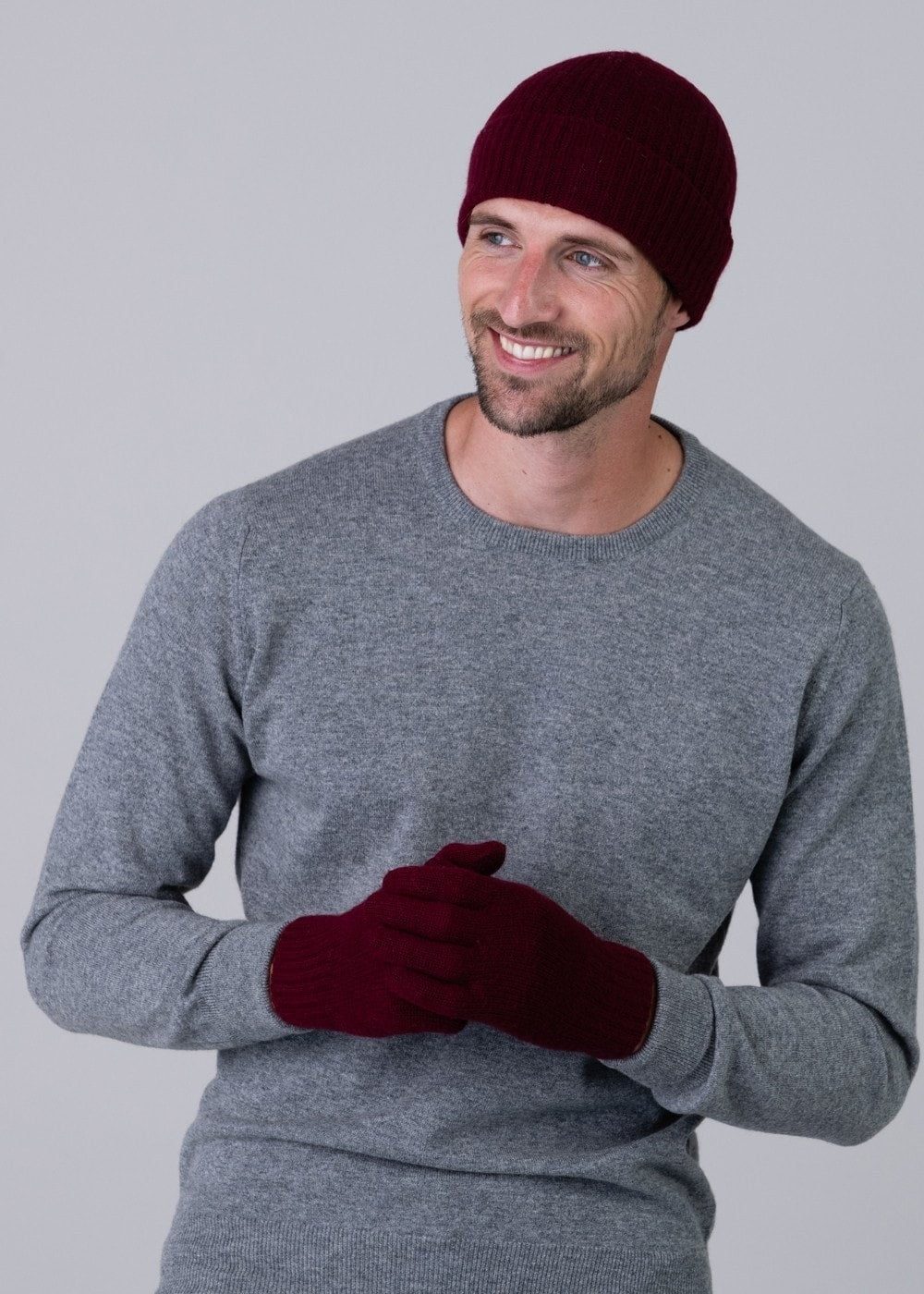 Cashmere Gloves - Claret - 1