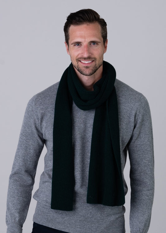 Cashmere Ribbed Scarf - Navy - 0