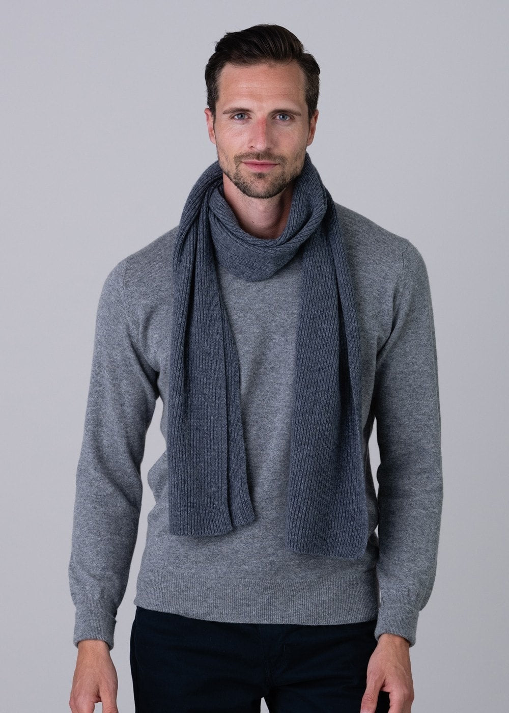 Cashmere Ribbed Scarf - Derby Grey - 0