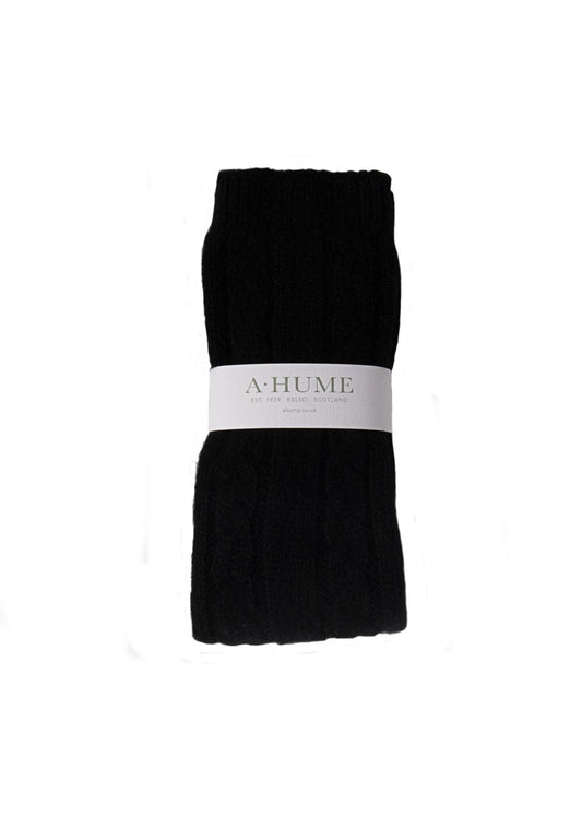 Cashmere Cable Bedsocks - Black - 1