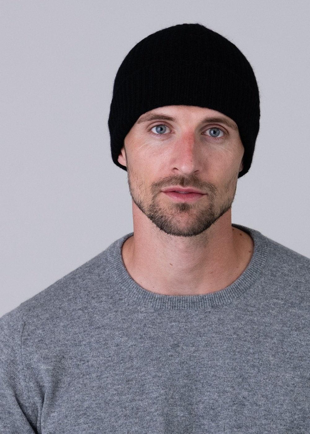 Cashmere Ribbed Hat - Black - 1