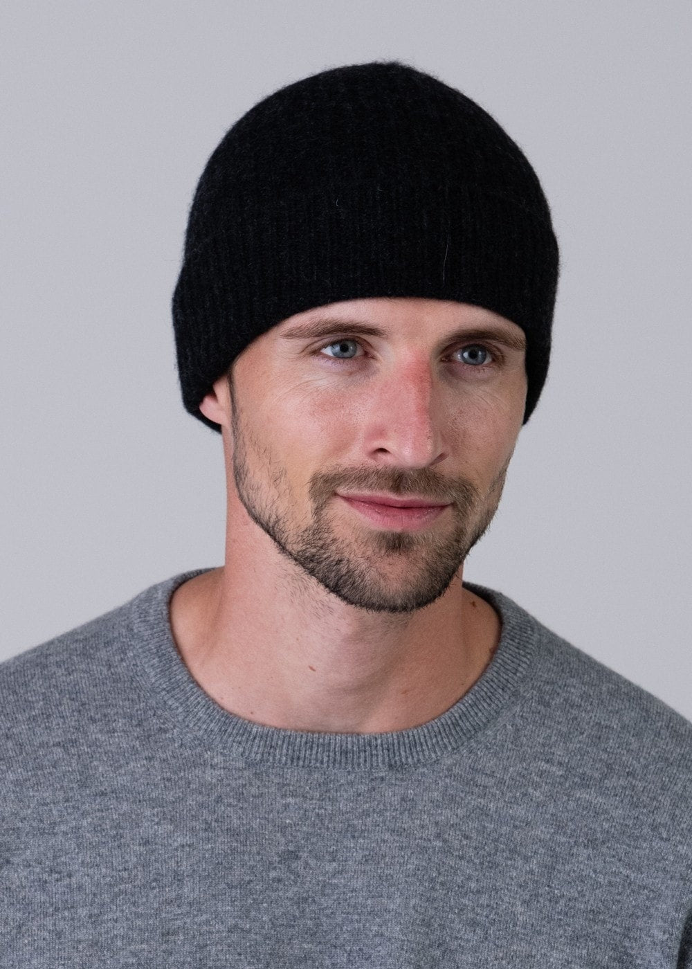 Cashmere Ribbed Hat - Charcoal - 1