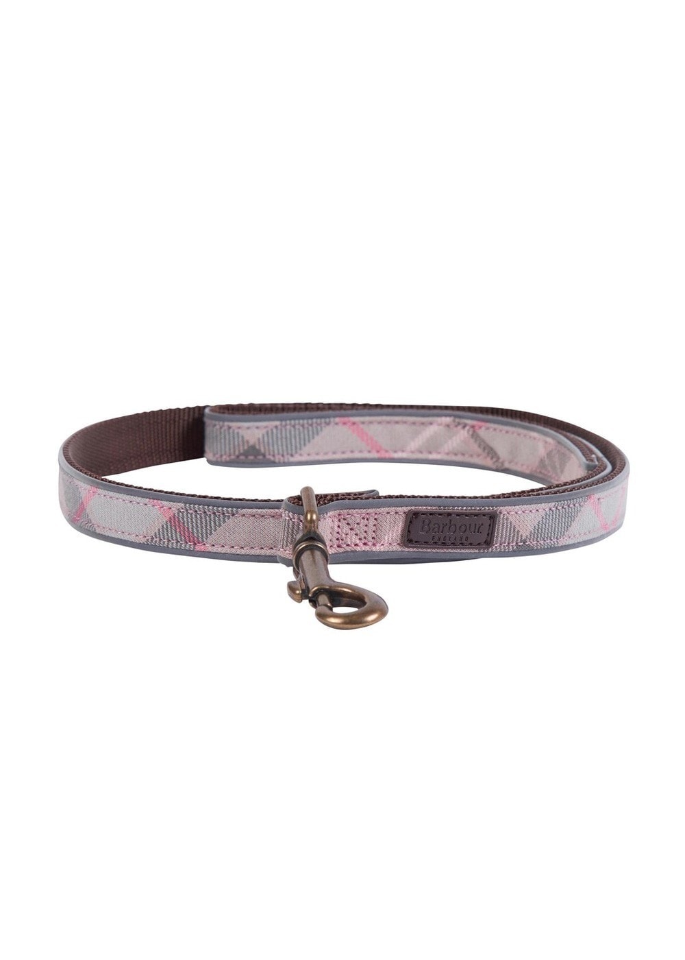 Reflective Tartan Dog Lead - Taupe and Pink Tartan - 0