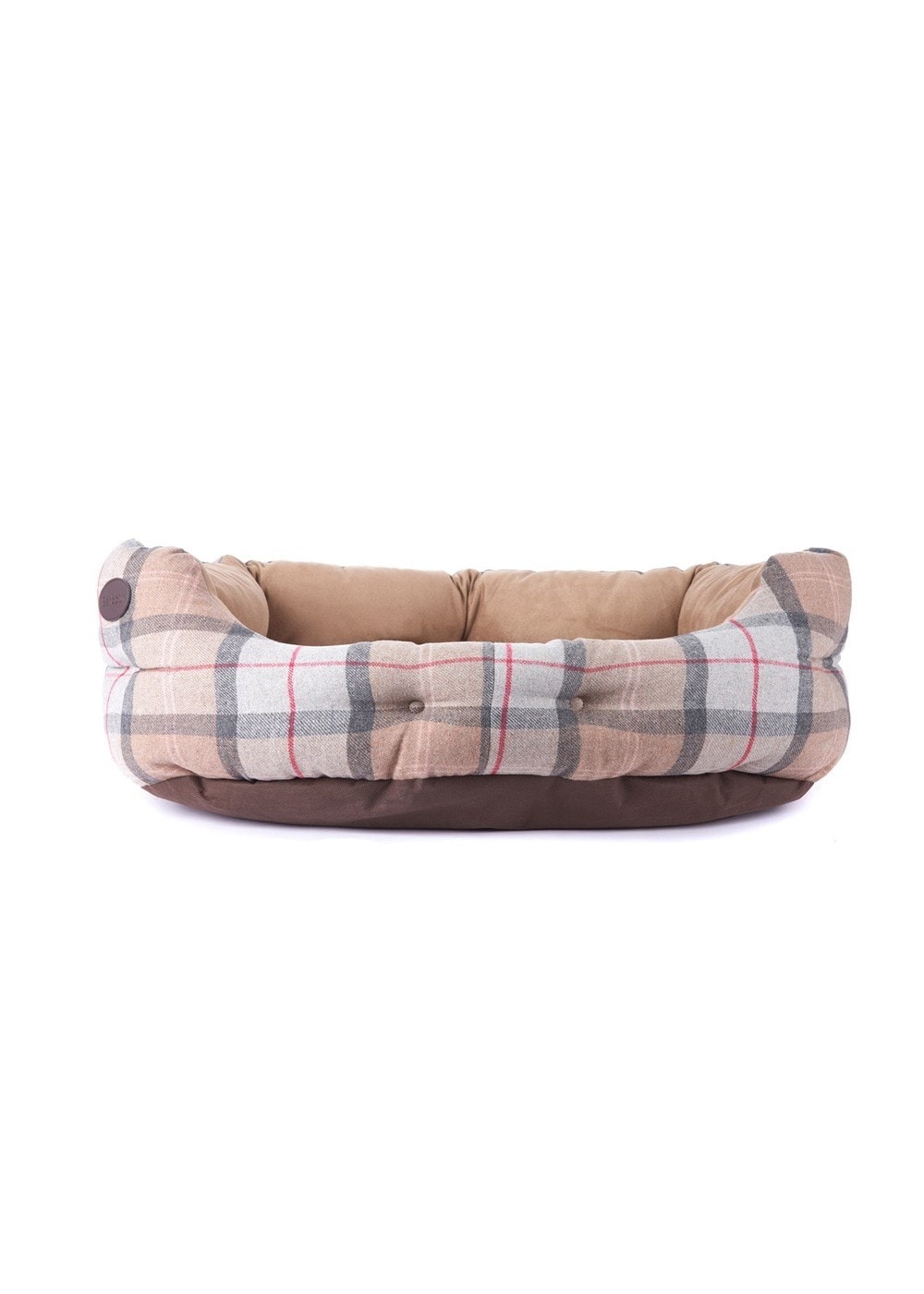 30in Luxury Dog Bed - Taupe/Pink Tartan - 0