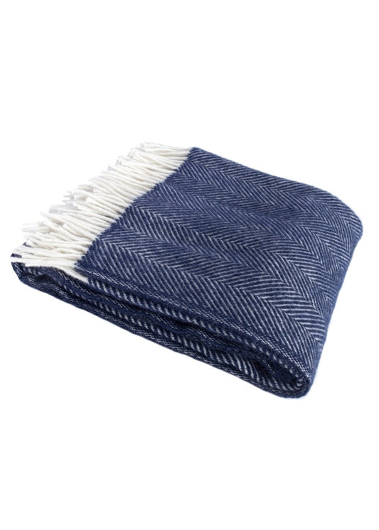 Fortrose Fishbone Throw - Navy - 0