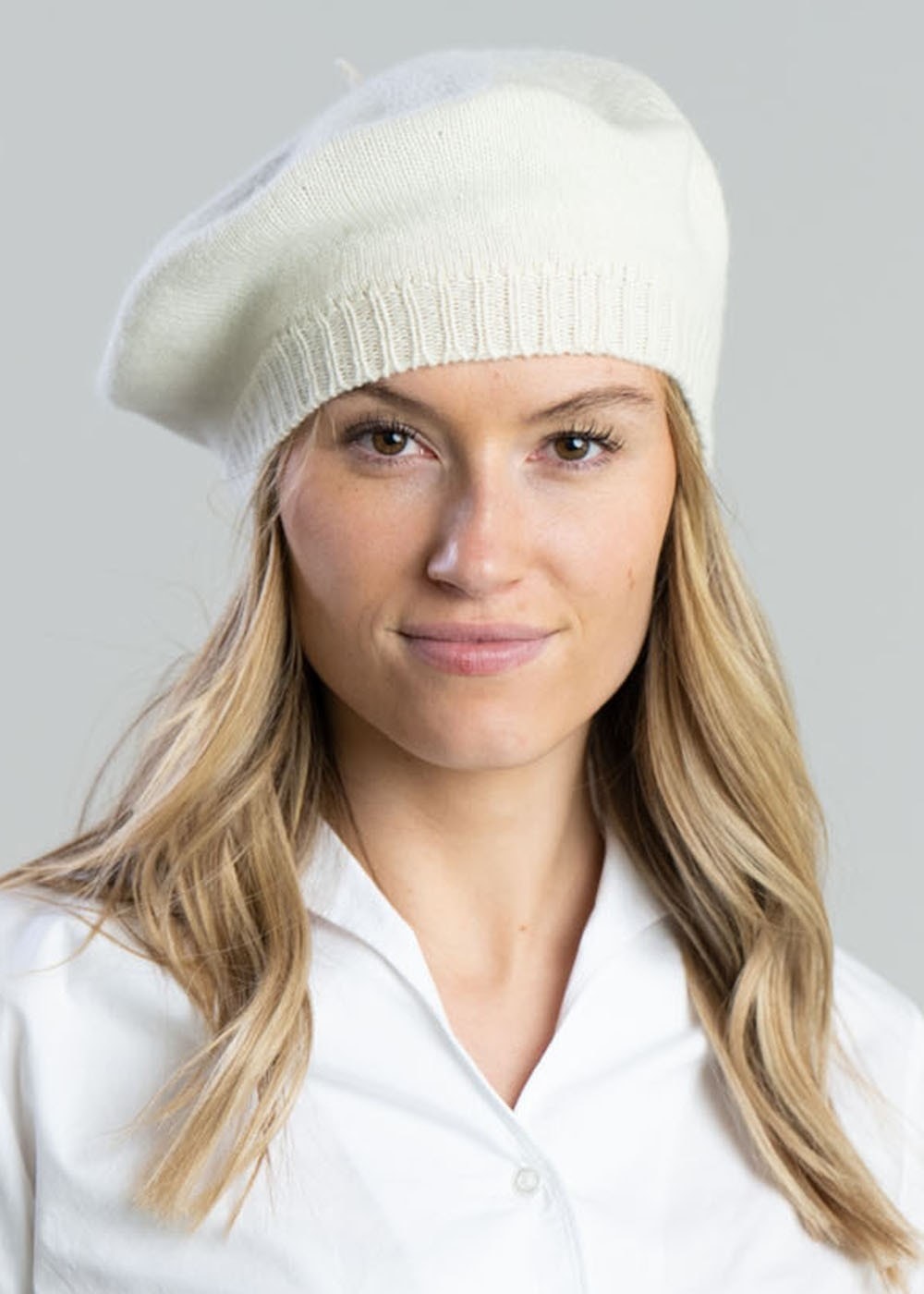 Cashmere Beret - White Undyed - 1