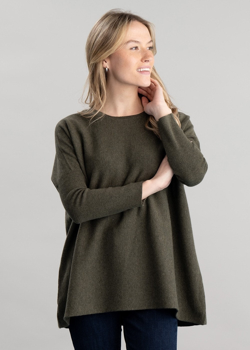 Beatrice Crew Cape - Loden Mix - 3