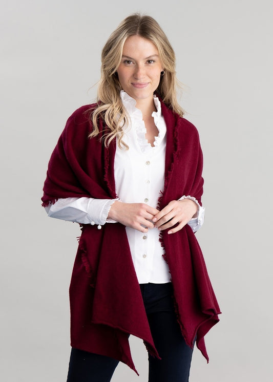 Poppy Cashmere Wrap - Claret - 1