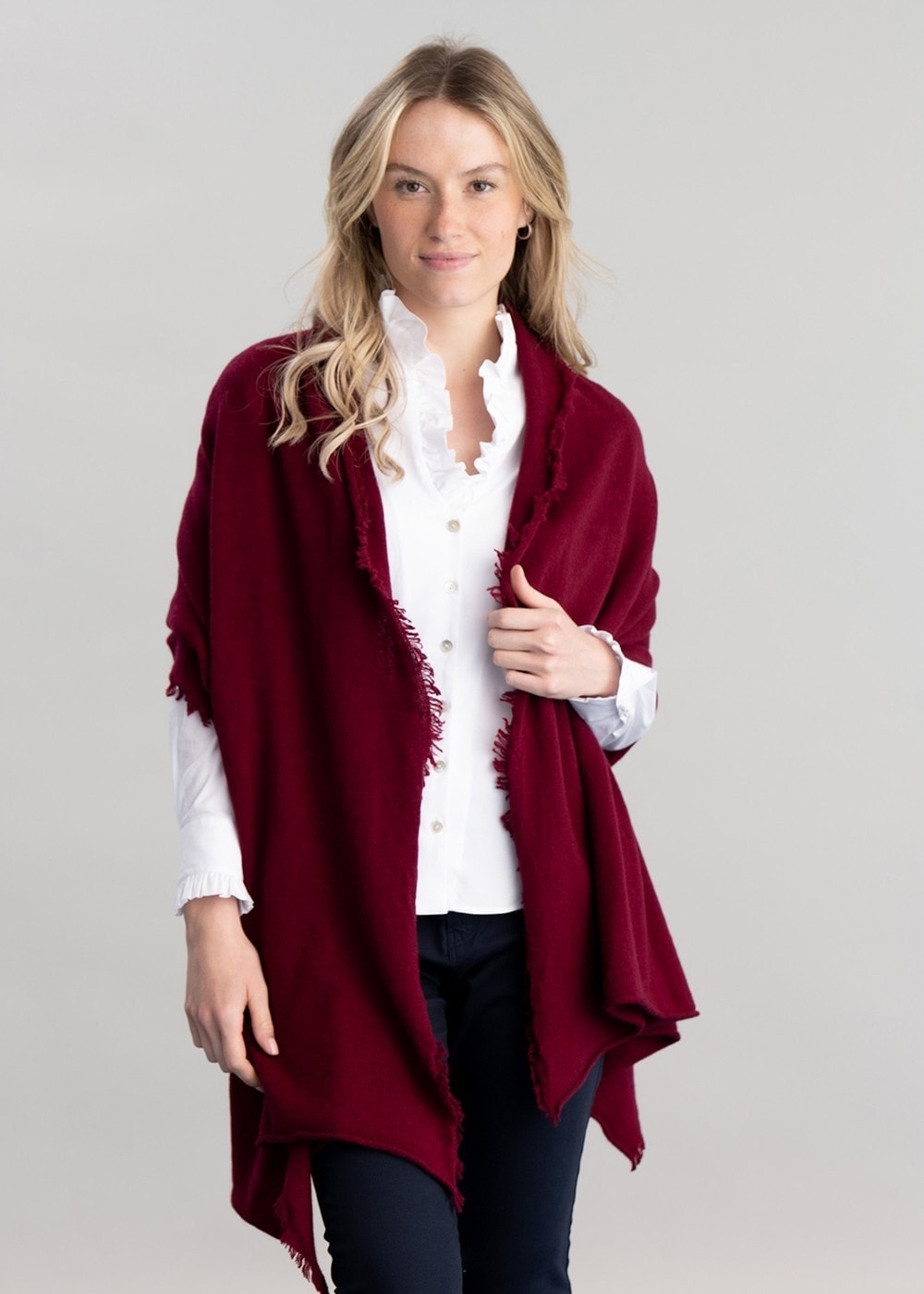 Poppy Cashmere Wrap - Claret - 2