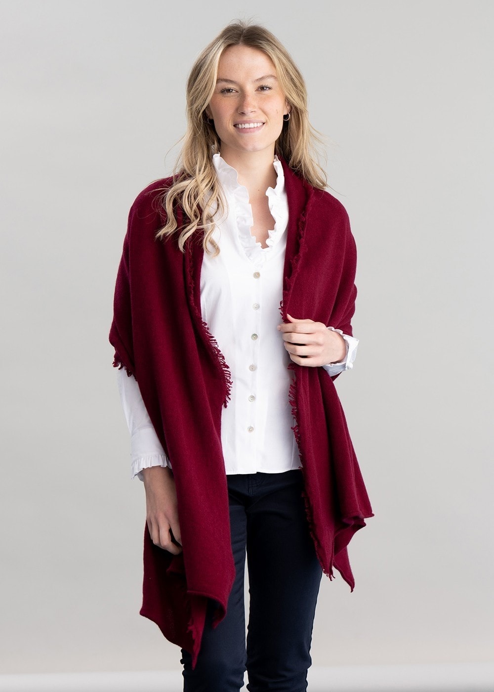 Poppy Cashmere Wrap - Claret - 4