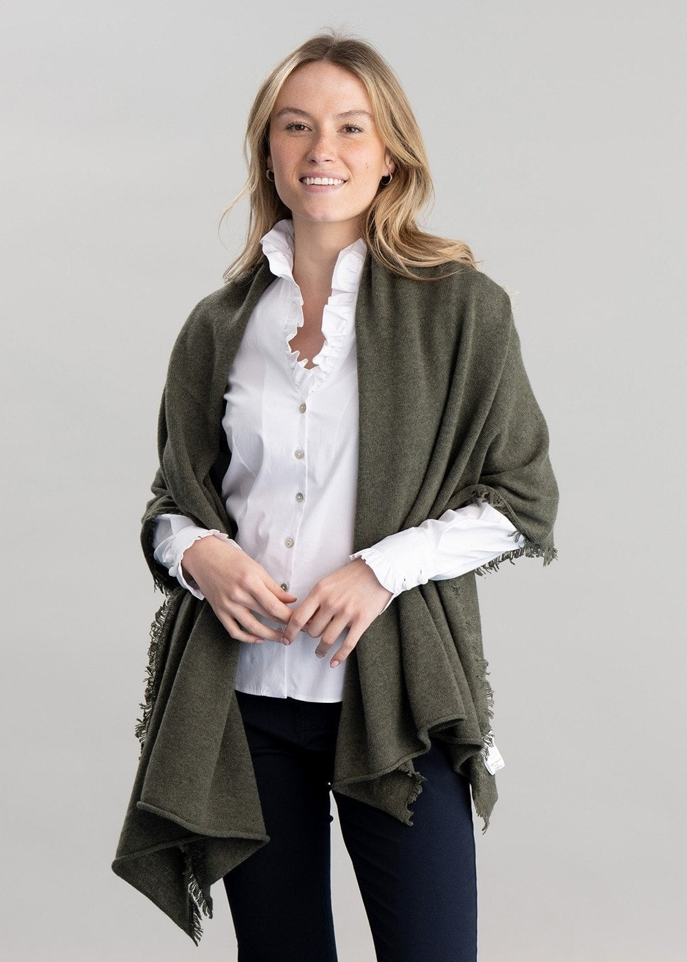 Poppy Cashmere Wrap - Loden Mix - 1