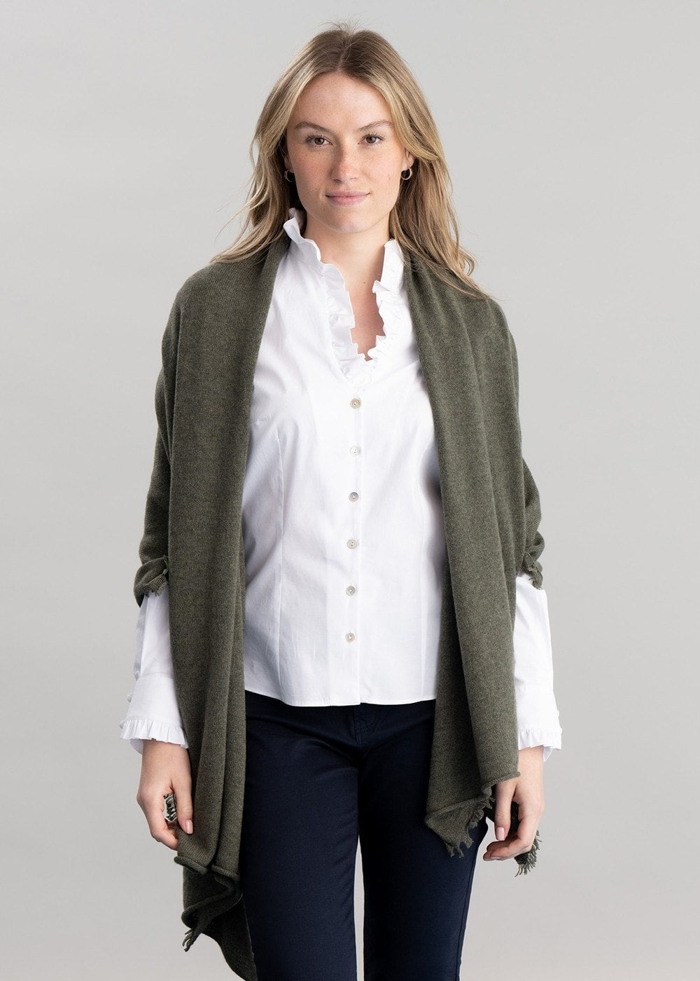 Poppy Cashmere Wrap - Loden Mix - 2