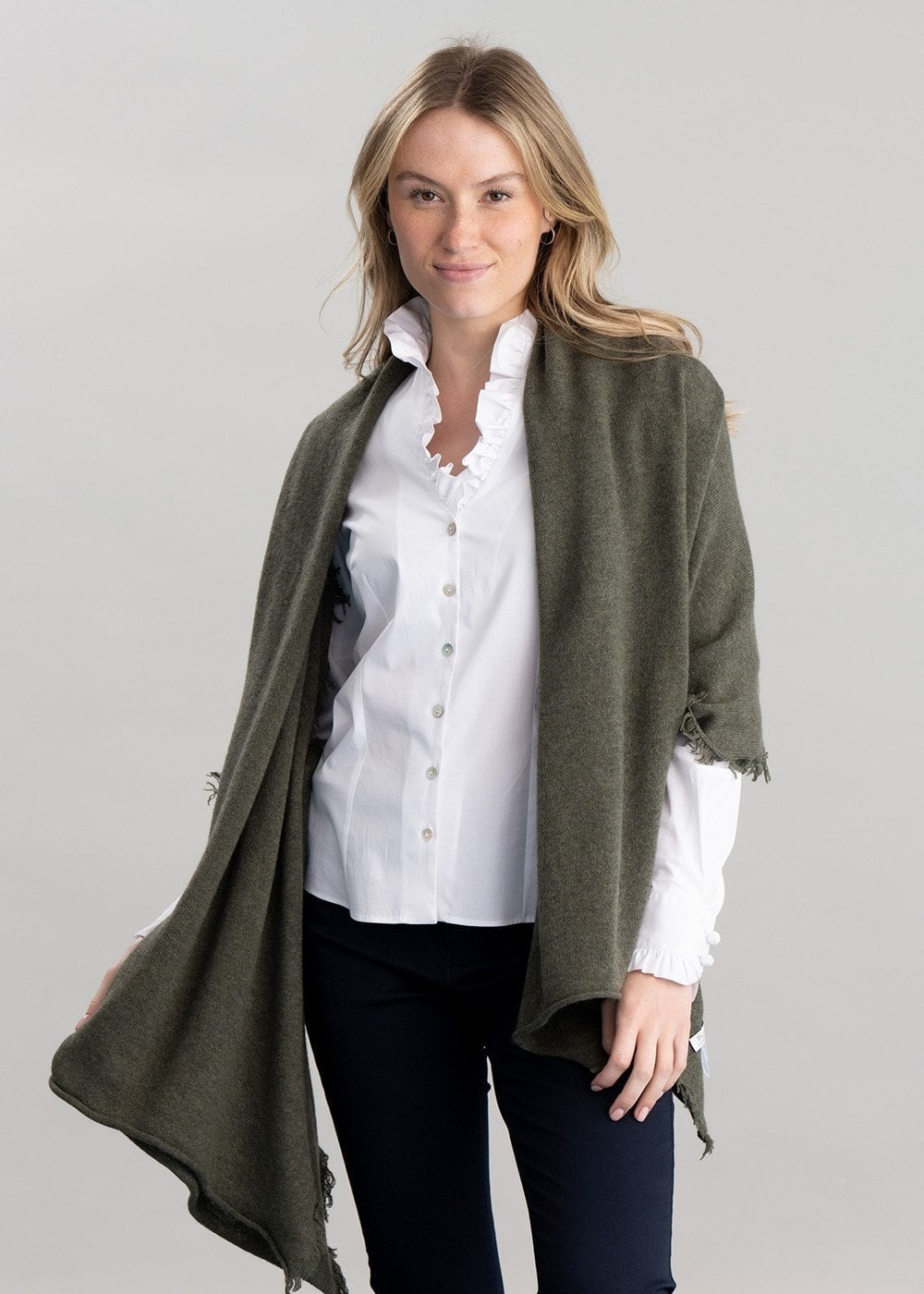 Poppy Cashmere Wrap - Loden Mix - 3