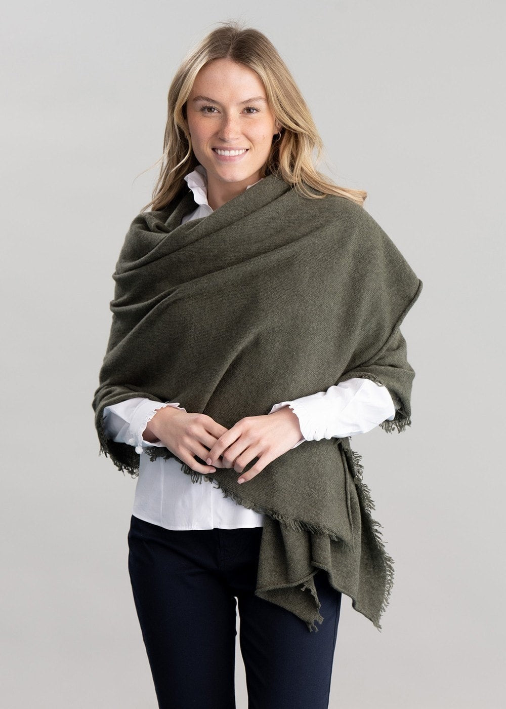 Poppy Cashmere Wrap - Loden Mix - 4