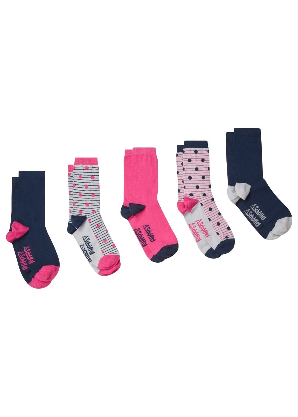 Bamboo Socks  (Box of 5) - Navy and Pink Mix - 2