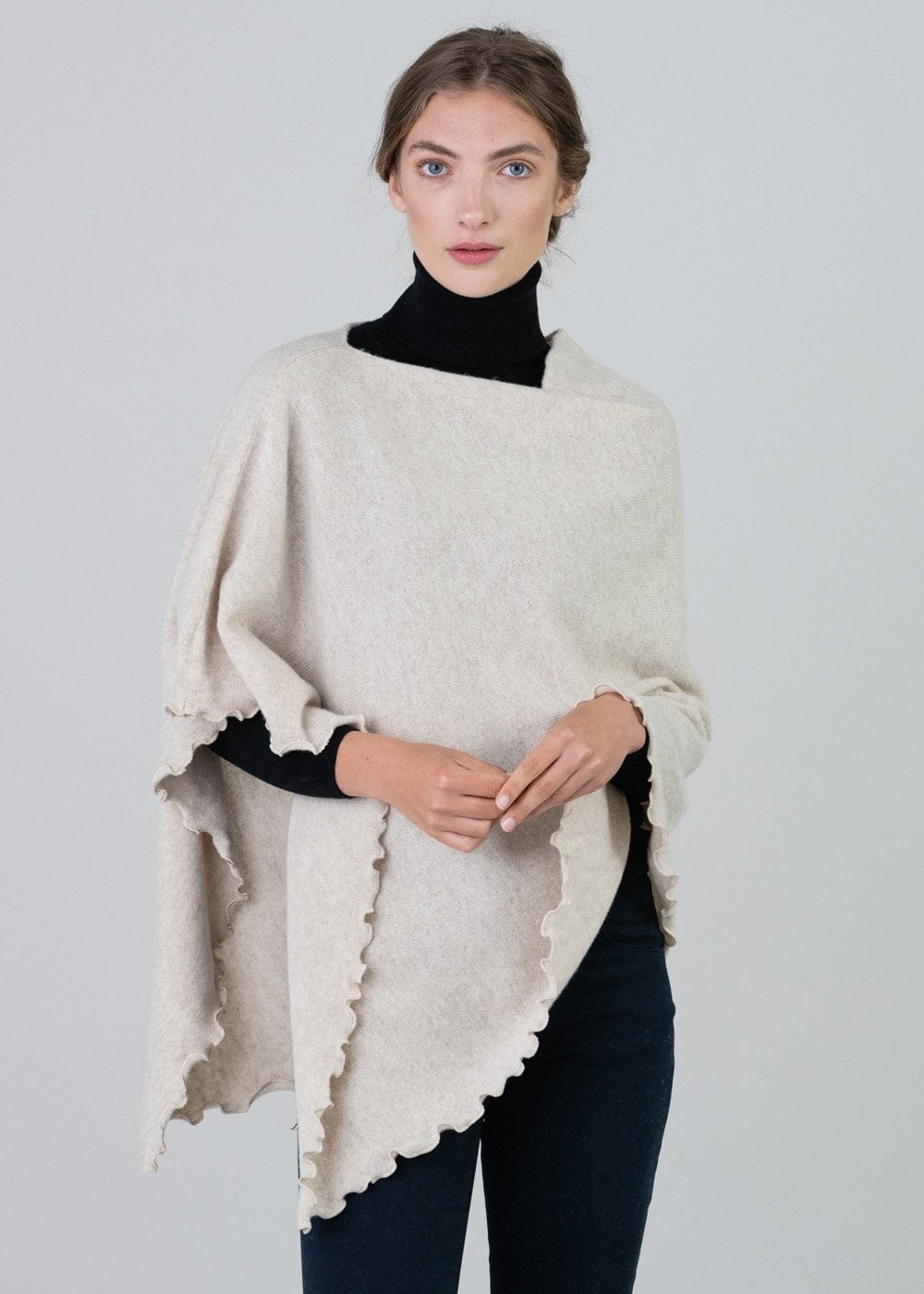 Lindsey Lambswool Poncho - Linen - 1