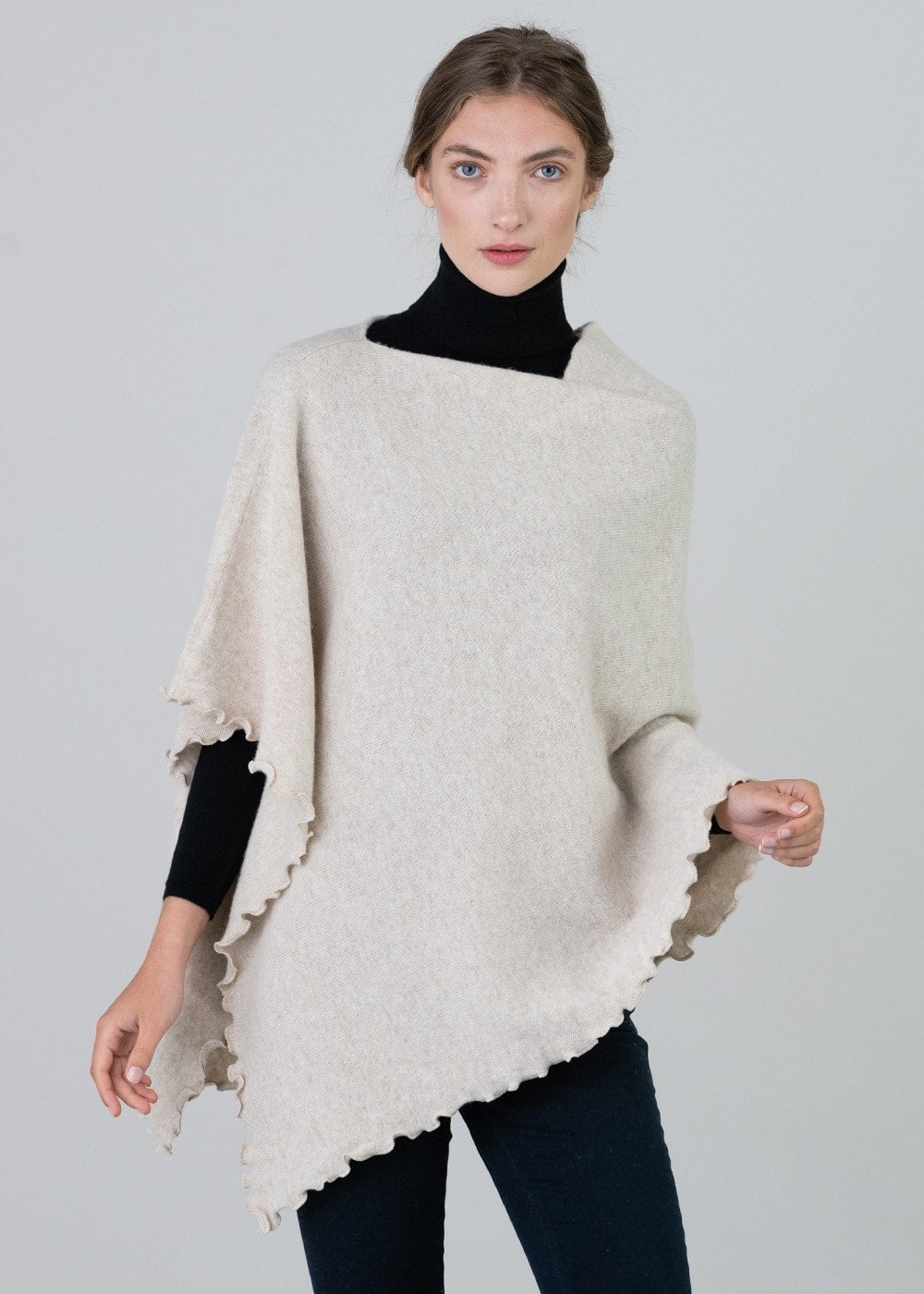 Lindsey Lambswool Poncho - Linen - 3