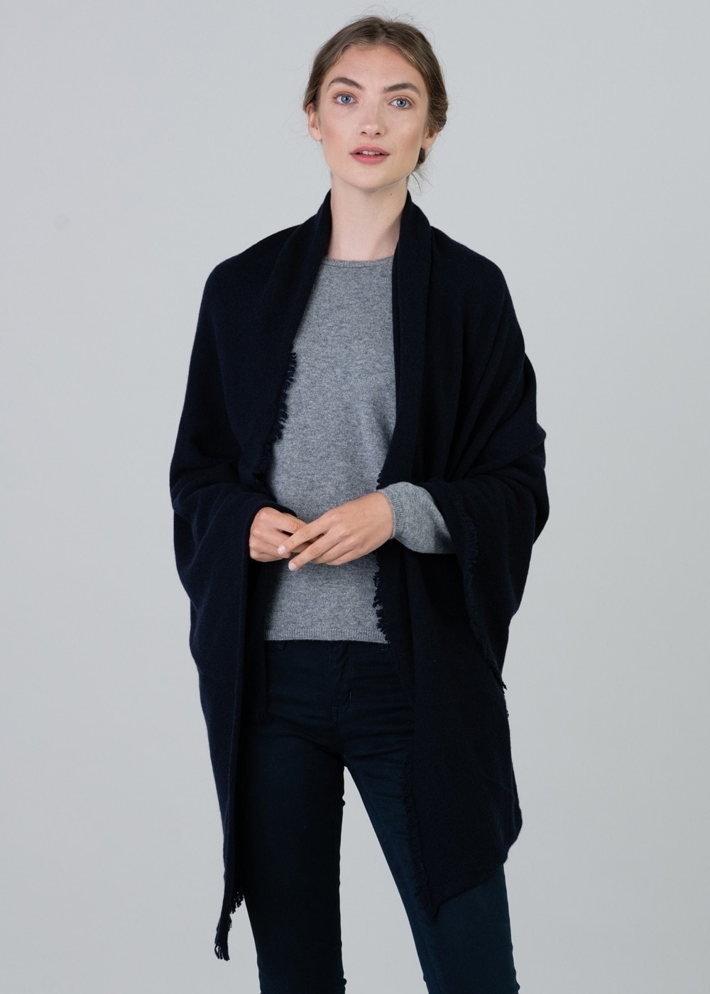 Poppy Cashmere Wrap - Navy - 5