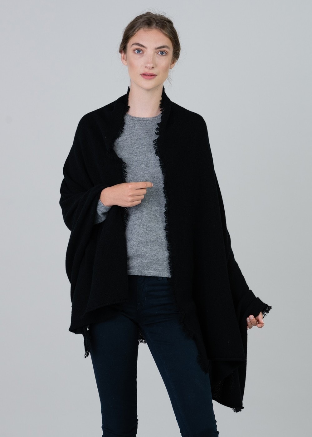 Poppy Cashmere Wrap - Black - 4