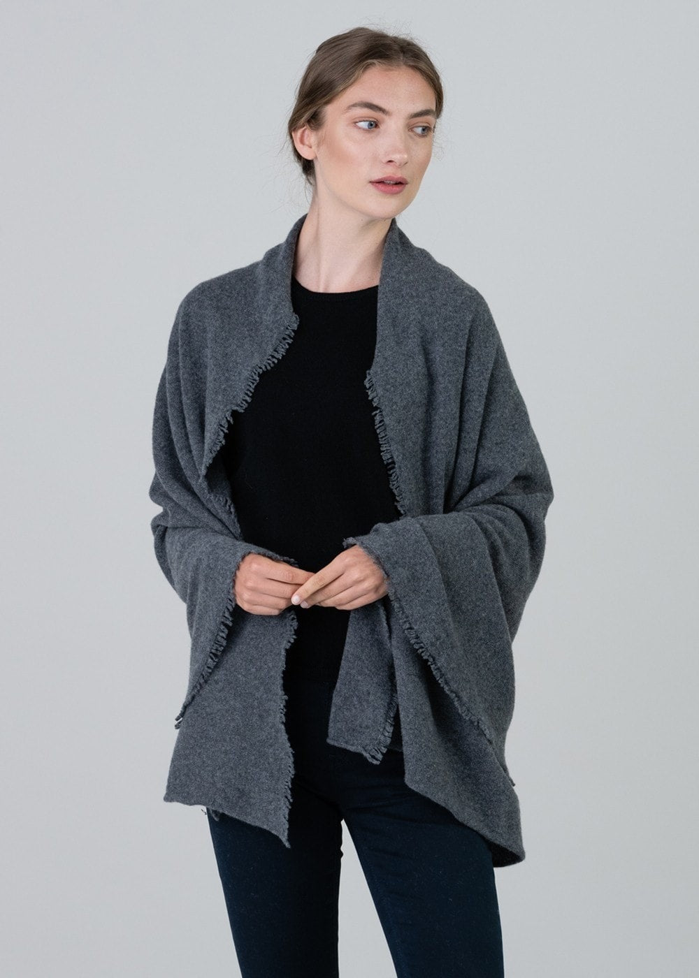 Poppy Cashmere Wrap - Derby Grey - 2