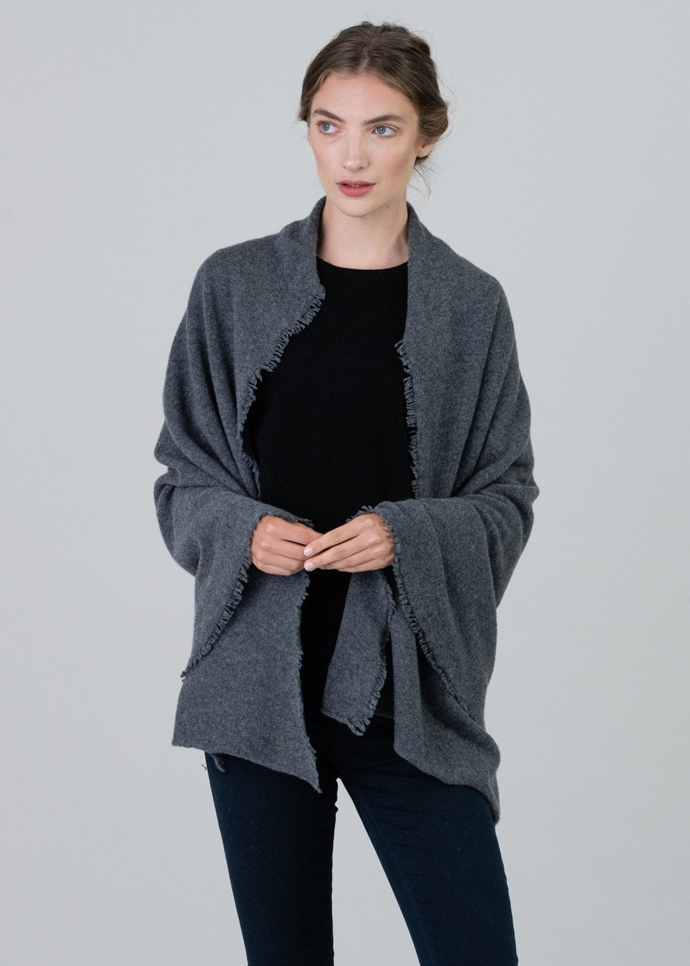 Poppy Cashmere Wrap - Derby Grey - 3