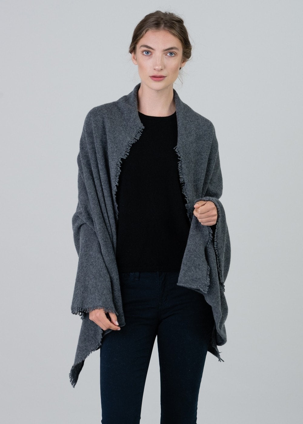 Poppy Cashmere Wrap - Derby Grey - 4