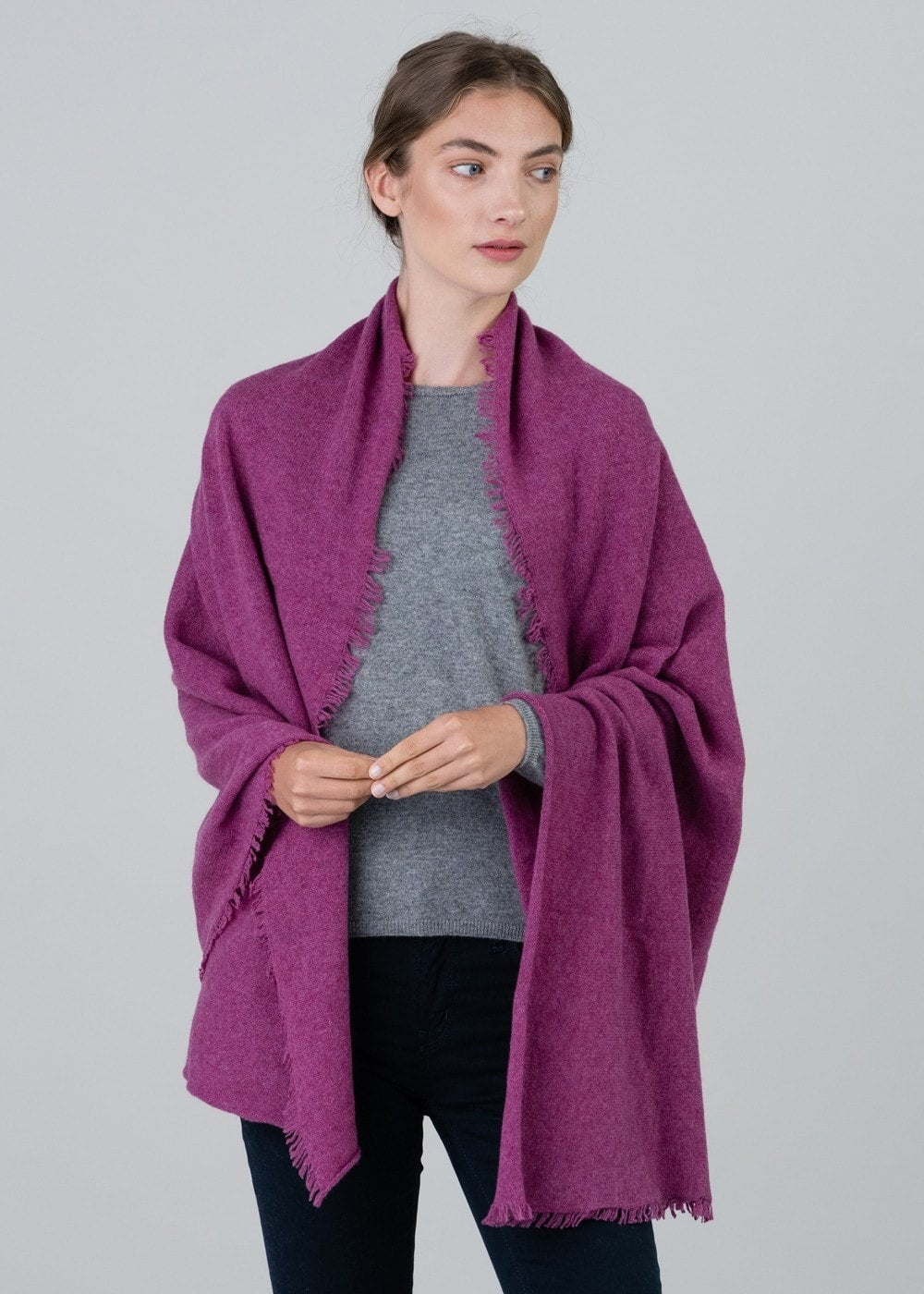 Poppy Cashmere Wrap - Loganberry - 3