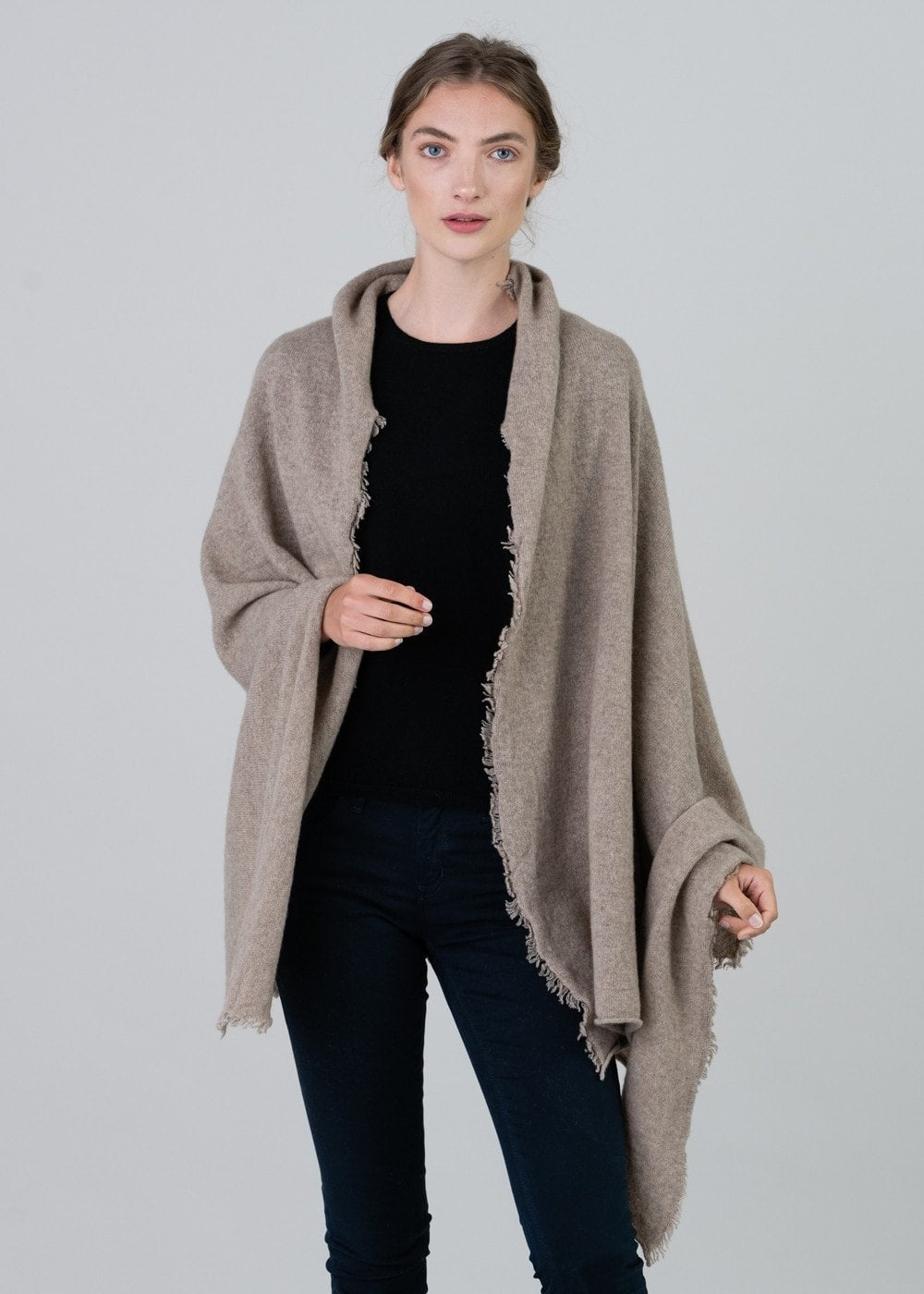 Poppy Cashmere Wrap - Dark Natural - 2