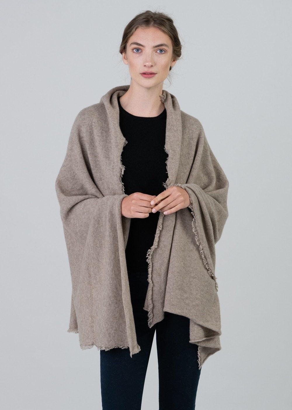 Poppy Cashmere Wrap - Dark Natural - 3