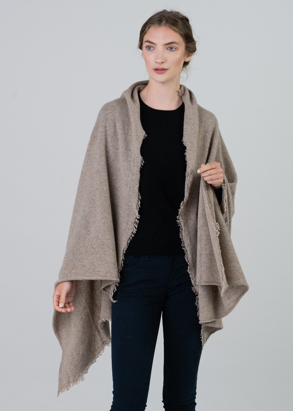 Poppy Cashmere Wrap - Dark Natural - 4